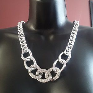 Huge link chain silver plated necklace 18 inch.